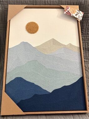BP Home Textile Embroidered Woven Wall Art 18"x26" Sun in the Blue Mountains